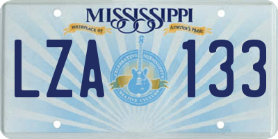 MS license plate LZA133