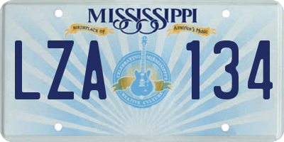 MS license plate LZA134