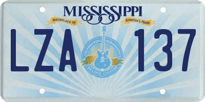 MS license plate LZA137