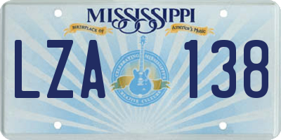 MS license plate LZA138