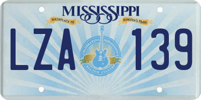 MS license plate LZA139