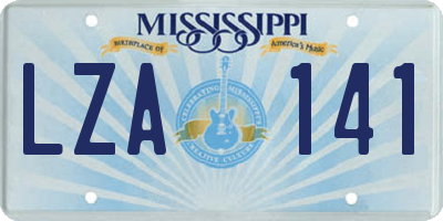 MS license plate LZA141