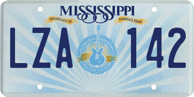 MS license plate LZA142