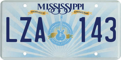 MS license plate LZA143