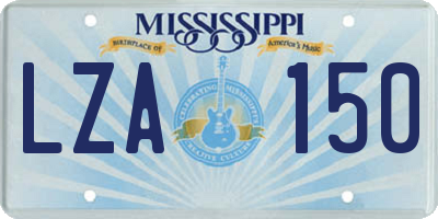 MS license plate LZA150