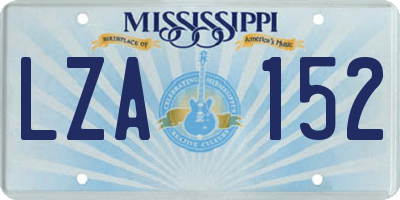 MS license plate LZA152