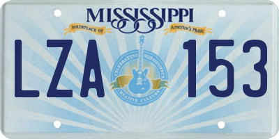 MS license plate LZA153