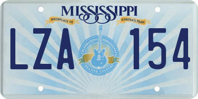 MS license plate LZA154