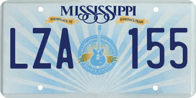 MS license plate LZA155