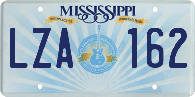MS license plate LZA162