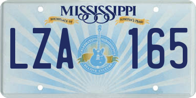 MS license plate LZA165