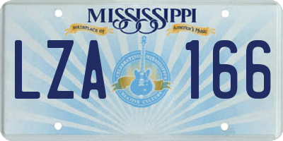 MS license plate LZA166
