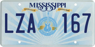 MS license plate LZA167