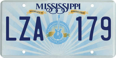 MS license plate LZA179