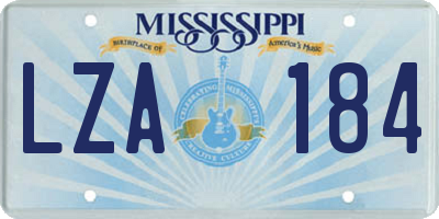 MS license plate LZA184