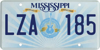 MS license plate LZA185