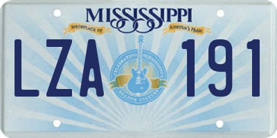 MS license plate LZA191