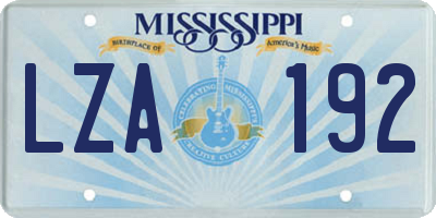 MS license plate LZA192