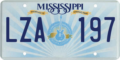 MS license plate LZA197