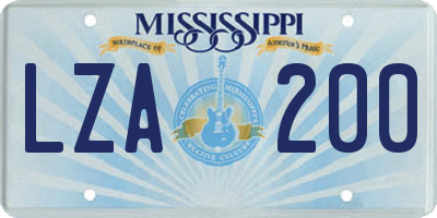 MS license plate LZA200