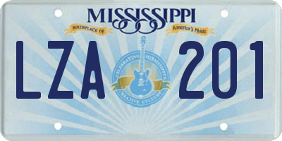 MS license plate LZA201