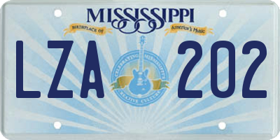 MS license plate LZA202