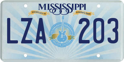MS license plate LZA203
