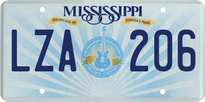 MS license plate LZA206