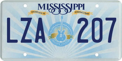 MS license plate LZA207