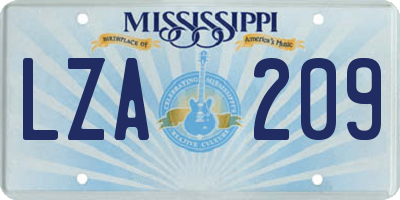 MS license plate LZA209