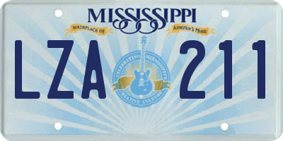 MS license plate LZA211