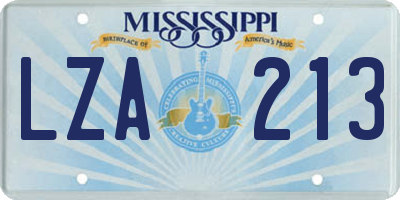 MS license plate LZA213