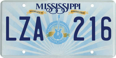 MS license plate LZA216