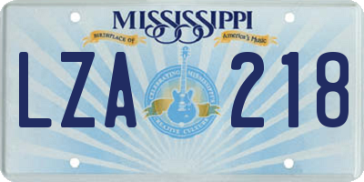 MS license plate LZA218