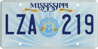 MS license plate LZA219
