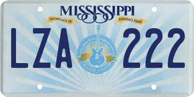 MS license plate LZA222