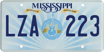 MS license plate LZA223