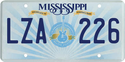 MS license plate LZA226
