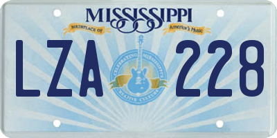 MS license plate LZA228