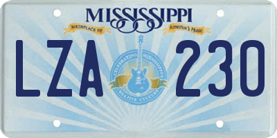 MS license plate LZA230
