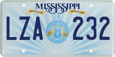 MS license plate LZA232