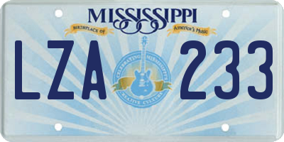 MS license plate LZA233