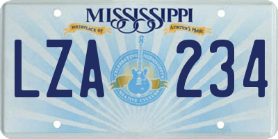 MS license plate LZA234