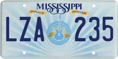 MS license plate LZA235