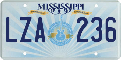 MS license plate LZA236