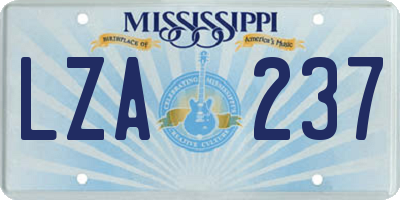 MS license plate LZA237