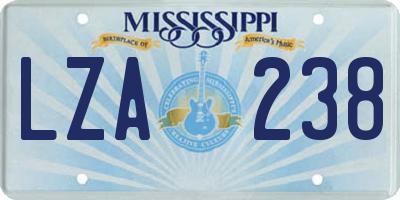 MS license plate LZA238