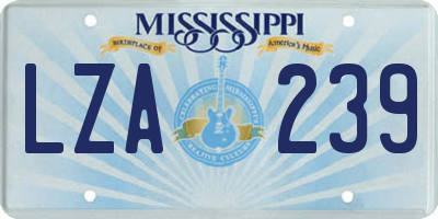 MS license plate LZA239