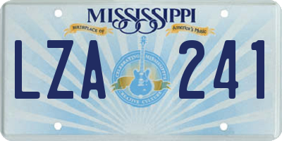 MS license plate LZA241