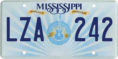 MS license plate LZA242